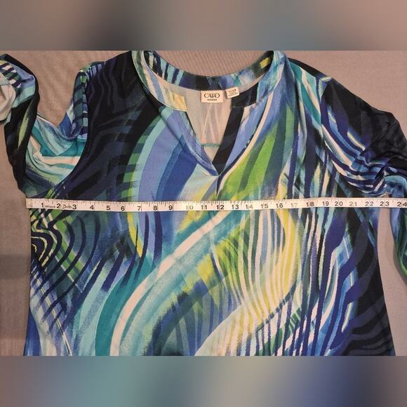 Cato | Blue and Green Swirl Blouse | Size 14-16W - Picture 3 of 8